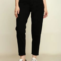 Women Relaxed Fit High Rise Black Jeans-image-56