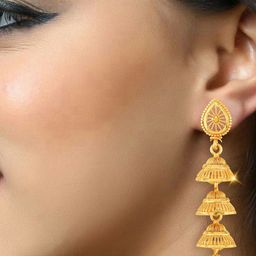 DIVASTRI Gold-Plated Dome Shaped Jhumkas-image-80