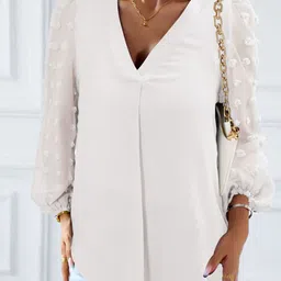StyleCast Women Solid V-Neck Chiffon Top-image-31