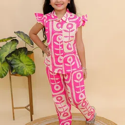 Aj DEZInES Girls Printed Top with Trousers-image-4