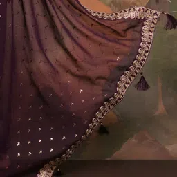 Anouk Rustic Embellished Sequinned Pure Georgette Saree image 4