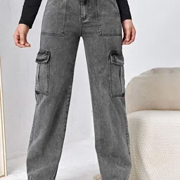 NU CLOTHS Women Regular Fit Mid-Rise Stretchable Cargo Jeans-picture-18
