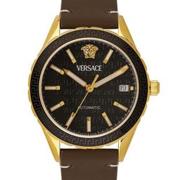 Versace Men Brass Dial & Leather Straps Analogue Watch VEQCA0224-30
