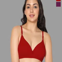 Eden Pack Of 2 Medium Coverage Non Padded Non-Wired Cotton Regular T-shirt Bra-picture-16