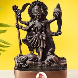 DARIDRA BHANJAN Copper-Toned Sherawali Mata Religious Idol Showpiece-image-17