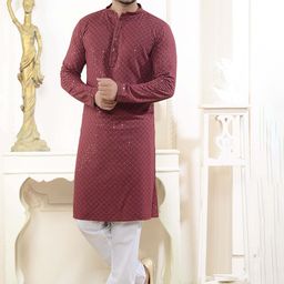 ARRUGA Men Floral Embroidered Kurta with Pyjama-image-45