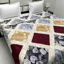 Pure Decor Beige & Maroon Floral Microfiber AC Room 233 GSM Double Bed Comforter-image-74