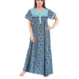 AAKARSHANA CREATION Women Blue Maxi Nightdress-picture-45