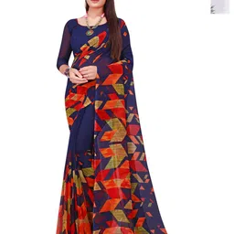 Moda Rapido Geometric Printed Pure Georgette Saree-image-22