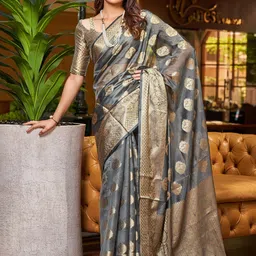 Mitera Woven Design Zari Organza Banarasi Saree-18