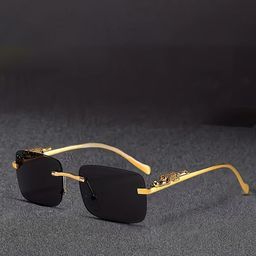 SPADEACES Men Square Sunglasses with UV Protected Lens SP Karan Gold Black-36