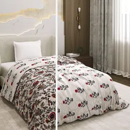 Monte Carlo Off White & Maroon Printed Reversible AC Room 120 GSM Single Bed Comforter-picture-44
