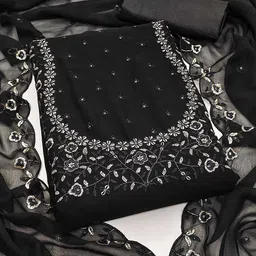 KALINI Embroidered Silk Georgette Unstitched Dress Material-image-47