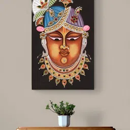 Tushaco Handicrafts Black & Rust Srinath Ji Canvas Religious Wall Art-image-45