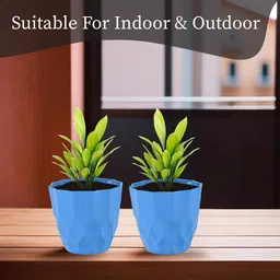 Kuber Industries Blue 2 Pieces Barfi Pattern Durable Planters image 2