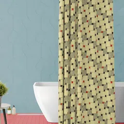 ArtzFolio Beige & Black Printed Waterproof Shower Curtain-image-84