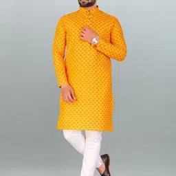Moda Rapido Men Geometric Printed Thread Work Kurta-image-34