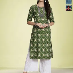 Moda Rapido Women Ethnic Motifs Printed Thread Work Floral Crepe Kurta-image-88