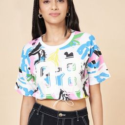 Coolsters by Pantaloons Girls Printed Mandarin Collar Extended Sleeves Raw Edge T-shirt-image-26