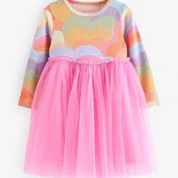 NEXT Girls TWOFER RAINBOW Print Fit & Flare Dress-image-41