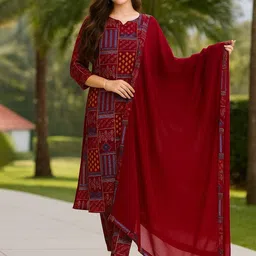 Brand Hill Women Ethnic Motifs Printed Kurta with Trousers & Dupatta-picture-48