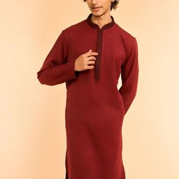 Diwas by Manyavar Thread Work Mandarin Collar Straight Kurta-picture-39