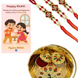 Anouk Set Of 3 Rudraksha Rakhi Quirky Card image 3