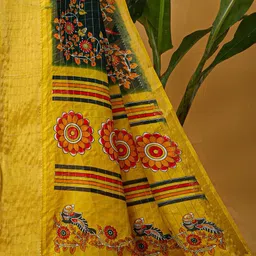 Anouk Rustic Kalamkari Zari Block Print Saree image 3