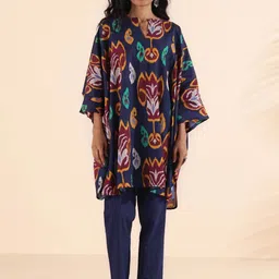 trueBrowns Purple Cotton Ikat Kaftan Co-Ords-picture-14
