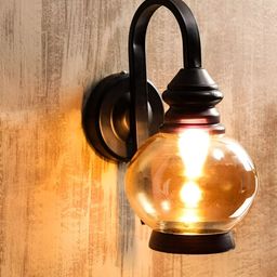 KINIS Black & Gold-Toned Textured Metal Abstract Shaped Wall Lamp With Bulb-9