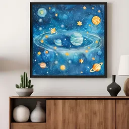 999Store Blue & Yellow Galaxy & Space Canvas Wall Art-picture-41