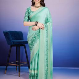 Rekha Maniyar Floral Pure Crepe Heavy Work Block Print Saree-image-42