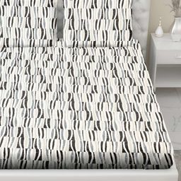 Myntra Elegant Homes Black & Beige Floral 210 TC King Bedsheet with 2 Pillow Covers-picture-48