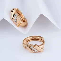 DIMIKI Rose Gold-Plated American Diamond Studded Korean Circular Shaped Hoop Earrings-picture-12
