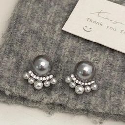 SZN KoreanEarring314 Silver-Plated Contemporary Shaped Pearls Studs-34