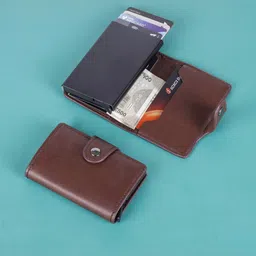LAKSH Unisex Brown Leather Card Holder-picture-1