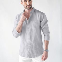 THREE DAYS Men Comfort Fit Solid Spread Collar Cotton Formal Shirt-image-56