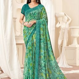 Mitera Women Floral Printed Georgette Saree-image-18