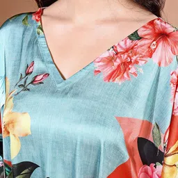 LABEL AARNA Ocean Bloom Soft Satin Short Kaftan image 4