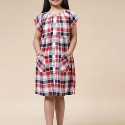 BAESD Girls Checked short Sleeve Fit & Flare Dress-picture-19