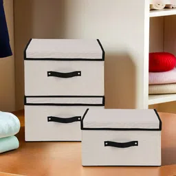 Kuber Industries White & Black 3 Pieces Drawer Organisers-43