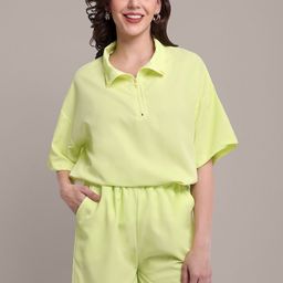 iki chic Shirt Collar Neck T-Shirt With Shorts Co-Ords-image-34
