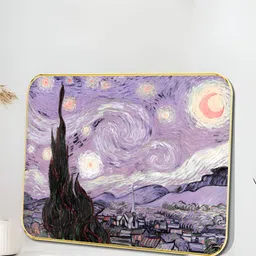 SAF Black & Purple Starry Night Printed Wall Art-image-94