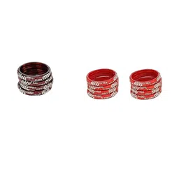 1ST TIME Set Of 12 Maroon Alloy Artificial Stones & Beads Bangles-picture-38