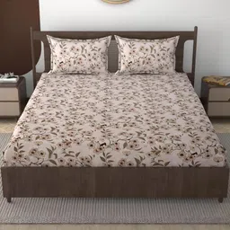 Lunar Days Beige & Grey 160 TC King Bedsheet With 2 Pillow Covers-picture-17