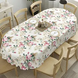The Home Story Floral Printed 8 Seater Oval Dining Table Cove-image-17