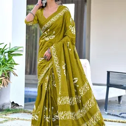 PEENGAX Batik Printed Pure Cotton Bagru Saree-31