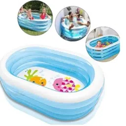 Oval (IND*24) Whale Fun Pool With Pump Inflatable Swimming Pool-1