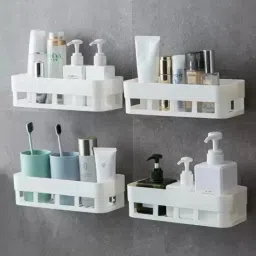 Self Adhesive Multi-Purpose Wall Hanging BATHROOM floating Shelf (PACK OF 1) Plastic Wall Shelf-image-15