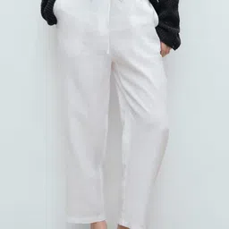 MANGO Women Regular Fit Pure Linen Trousers-image-22